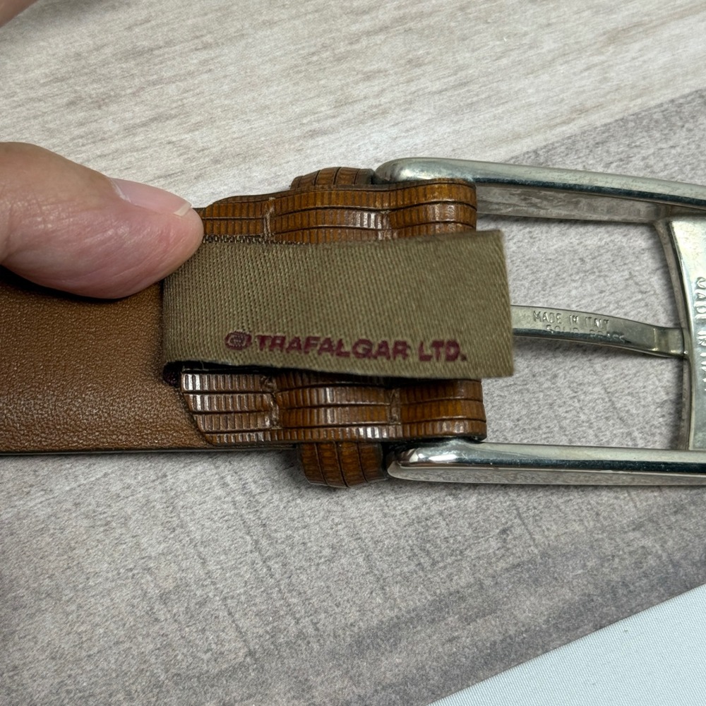 Trafalgar Molina Men Belt Lizard Embossed Italy Old Money Preppy Formal Textured - Picture 5 of 8